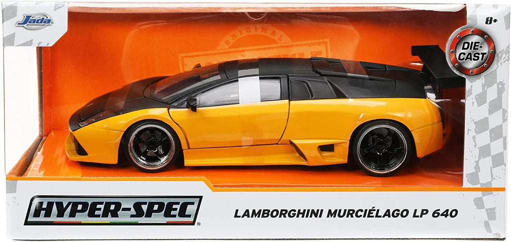 Jada Toys Hyper-Spec 1:24 Lamborghini Murcielago LP 640 Die-cast Car Yellow/Black, Toys for Kids and Adults