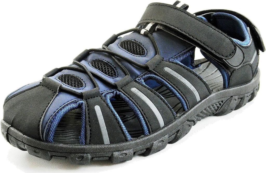 Easy USA Men's Waterproof Sport Sandals Black/Navy 10