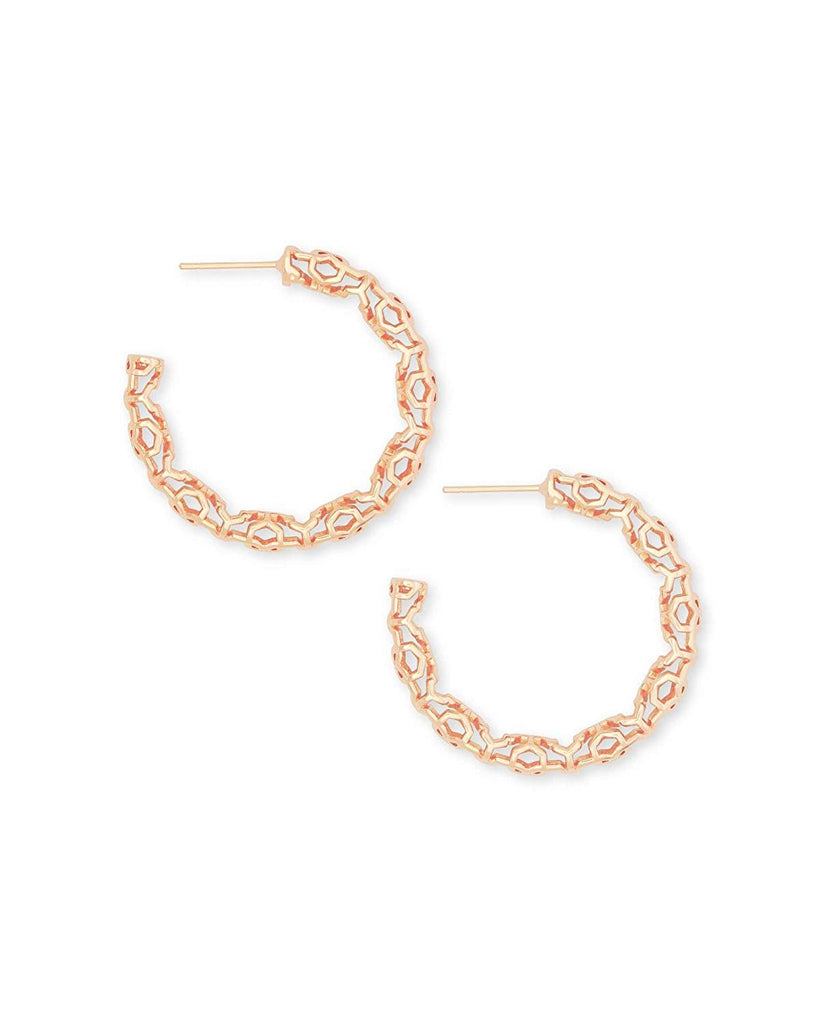 Maggie Small Hoop Earrings In Rose Gold Filigree