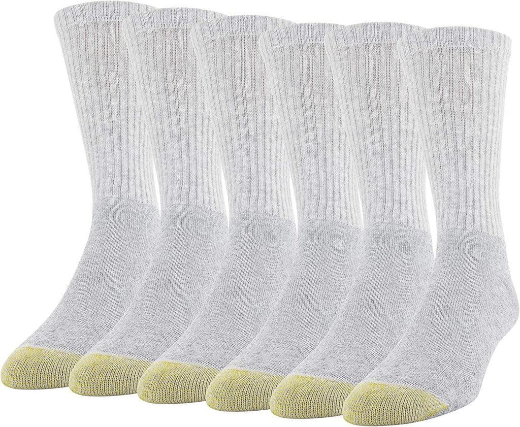 Gold Toe Men's Socks Crew Athletic 6-Pack Breathable Soft Cotton Blend Slightly Irregular