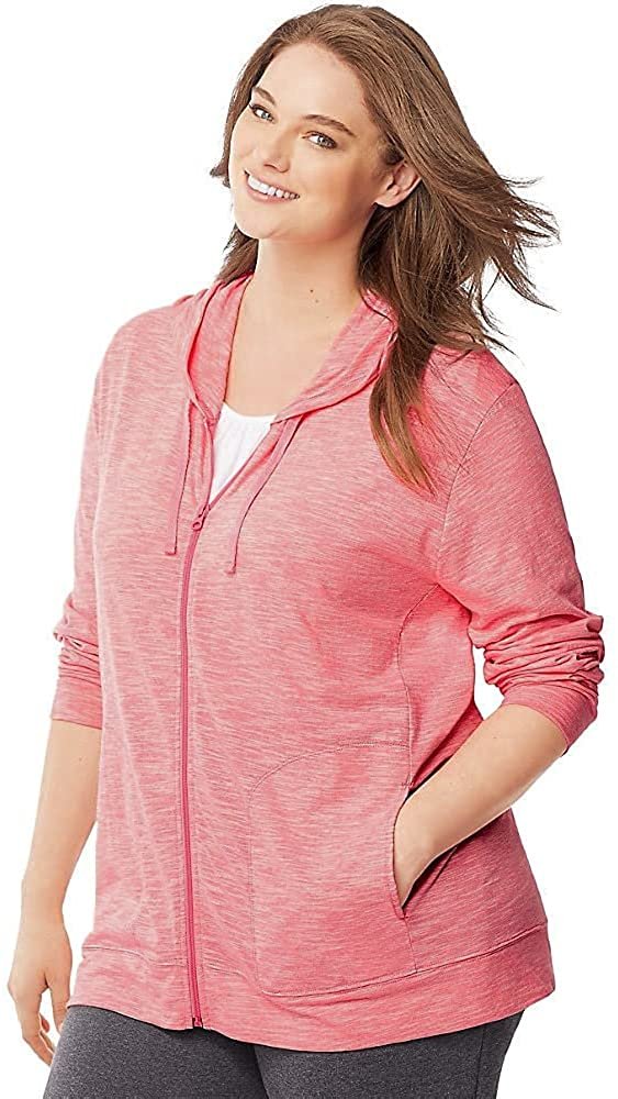Just My Size Women's Full Zip Jersey Hoodie (3X, Rose Dust Heather)