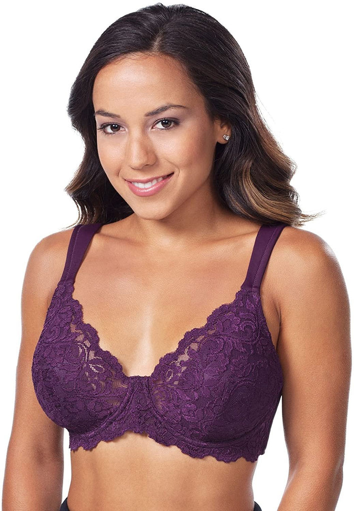 LEADING LADY Women's Plus Size Padded Lace Underwire Bra Bra