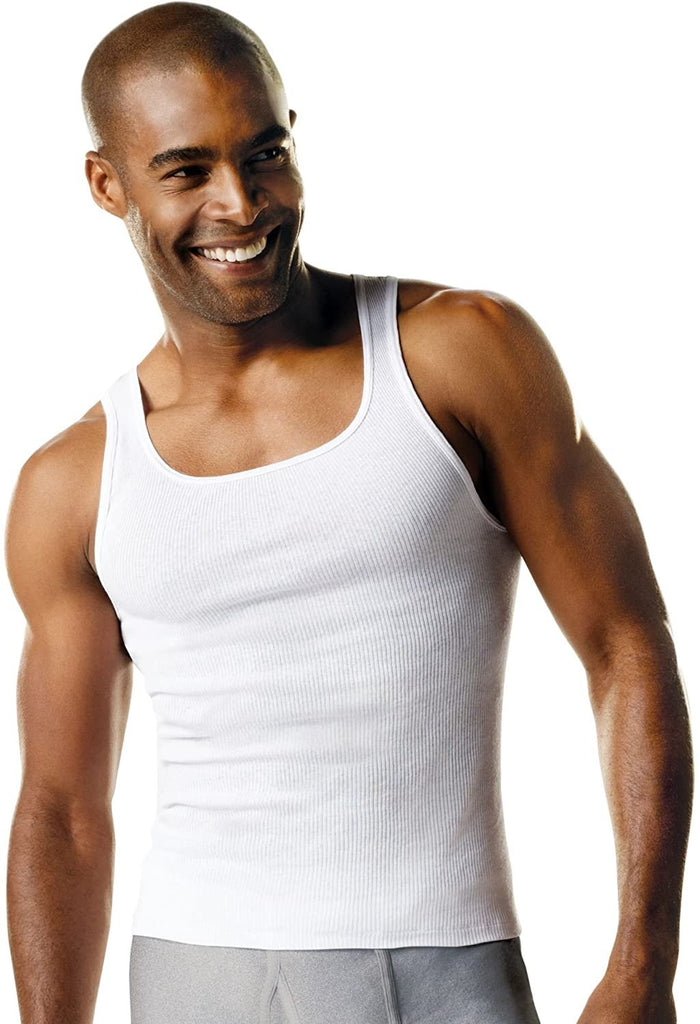 Hanes Men's TAGLESS ComfortSoft White A-Shirt 6-Pack