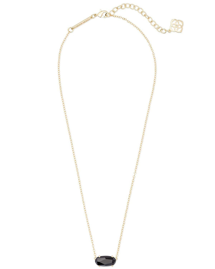 Kendra Scott Ever Gold Pendant Necklace in Black Opaque Glass