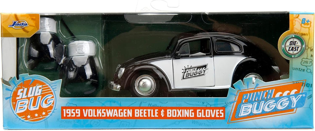 Punch Buggy 1:32 Scale 1959 Volkswagen Beetle Die-cast Car with Mini Gloves Accessory (Black), Toys for Kids and Adults