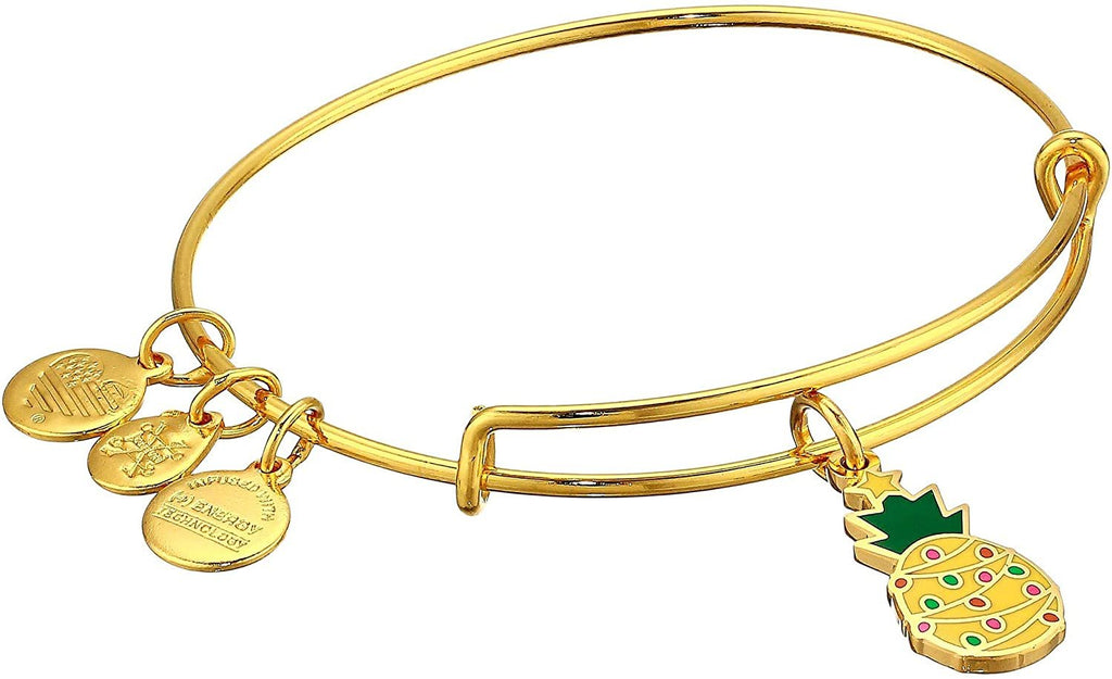 Alex and Ani Color Infusion, Christmas Pineapple Bracelet Shiny Gold One Size
