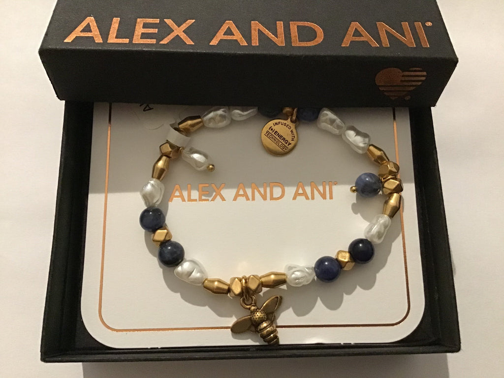 Alex and Ani Honey Bee Beaded Charm Stretch Bracelet