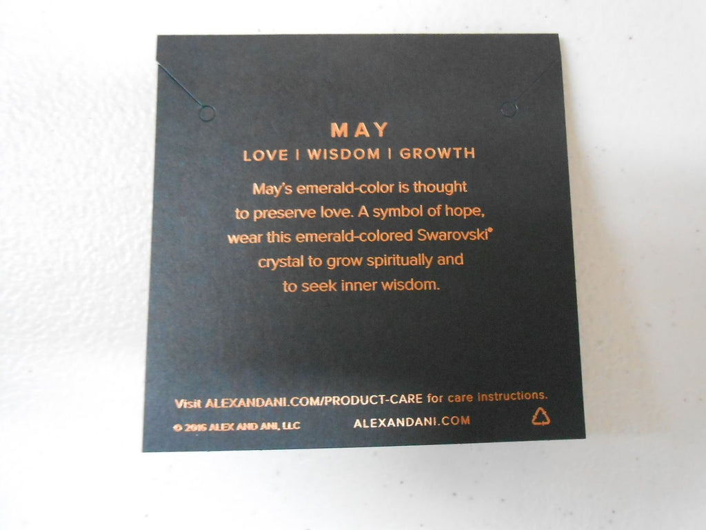 Alex and Ani May Birthstone Emerald Swarovski Crystal Bracelet Silver NWTB & C