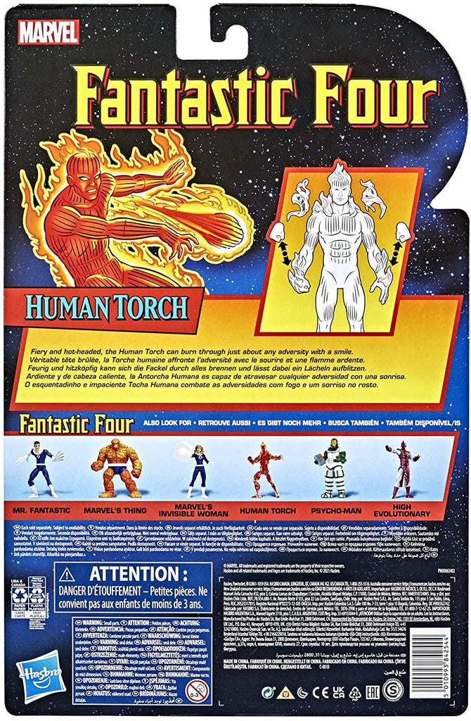 Hasbro Marvel Legends Series Retro Fantastic Four The Human Torch 6-inch Action Figure Toy, Includes 5 Accessories