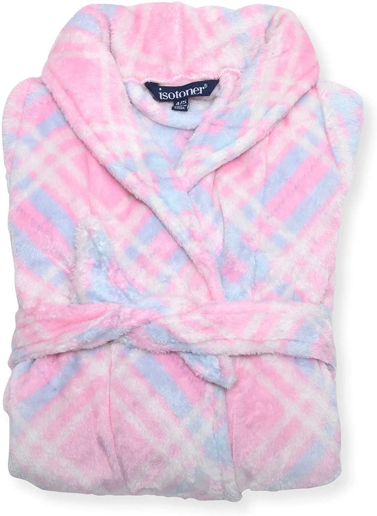 Isotoner Girls Plush Robe - Toddler Little Big Girl Unicorns Pink Comfortable