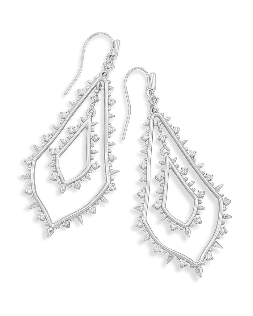 Kendra Scott Alice Dangle Statement Earrings in CZ & Rhodium Plated