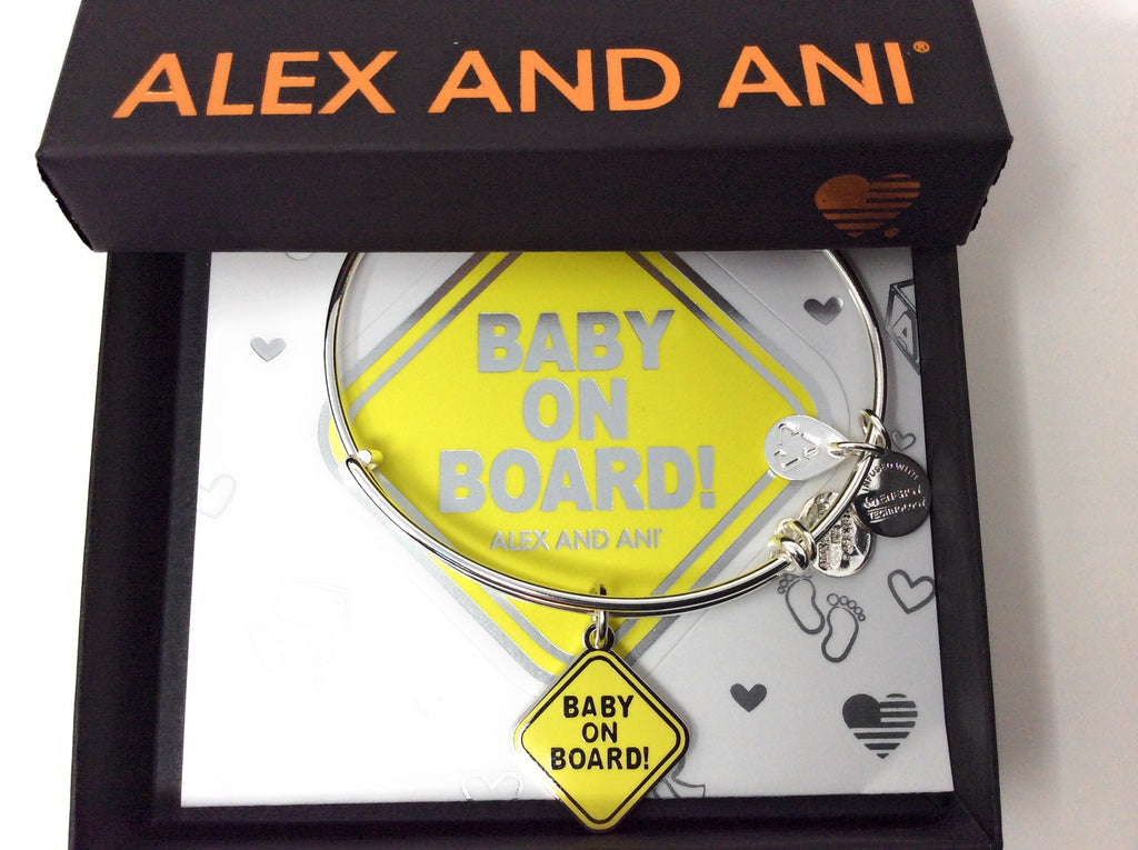 Alex and Ani Womens Baby on Board EWB Bangle Bracelet, Shiny Silver, Expandable