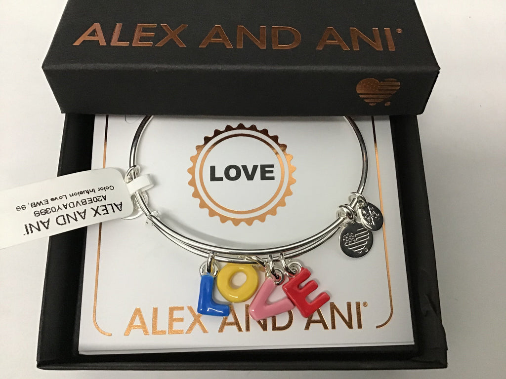 Alex and ANI Color Infusion Bangle Bracelet Silver/Love One Size