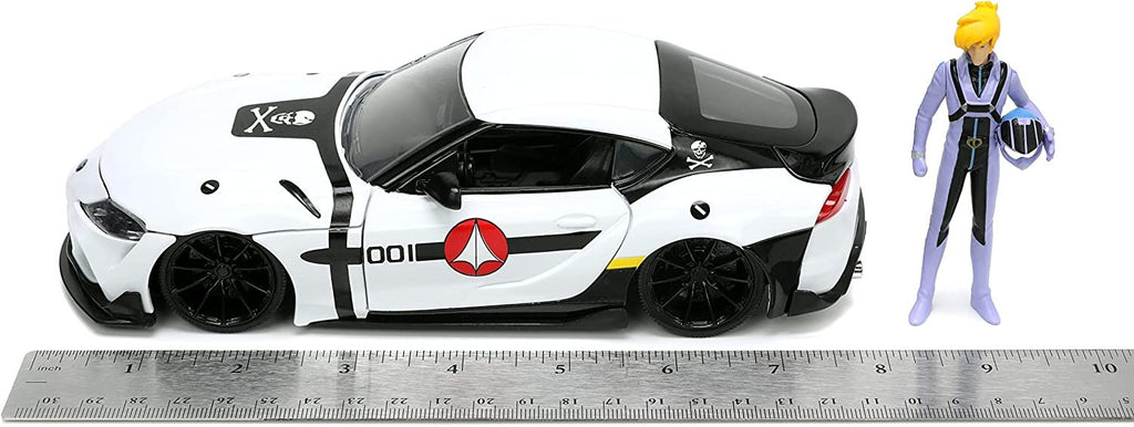 Robotech 1:24 2020 Toyota Supra Die-cast Car & 2.75" Roy Focker Figure, Toys for Kids and Adults