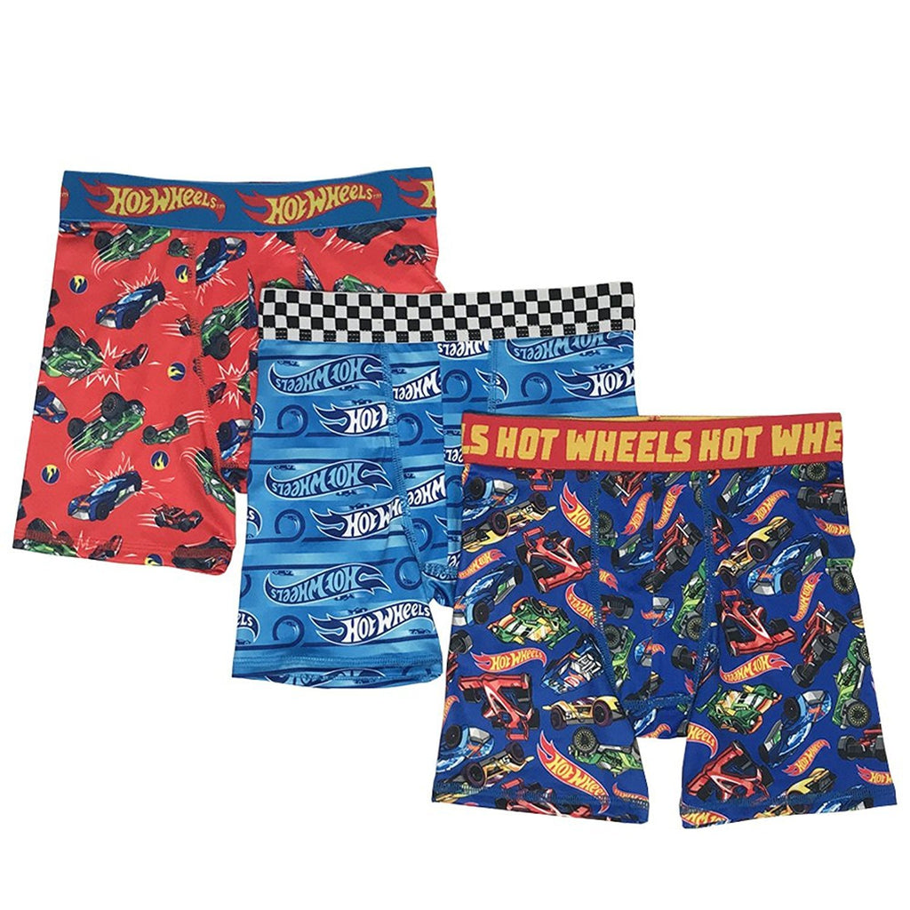 Mattel Boys' 3-Pack Hot Wheels Athletic Boxer Brief Underwear