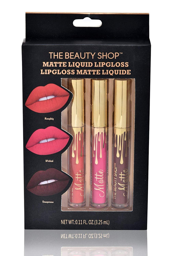 Forever Beauty Matte Liquid Lip Gloss Quality Reds or Nudes 3-Pack Value in Gift Packaging, 3.25 ml