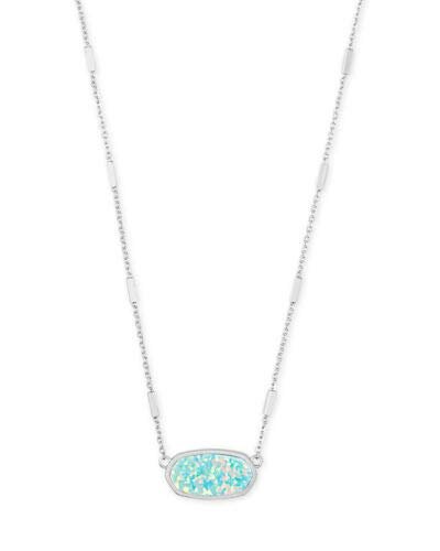 Kendra Scott Miley Oval Pendant Necklace in Mint Kyocera Opal and Silver