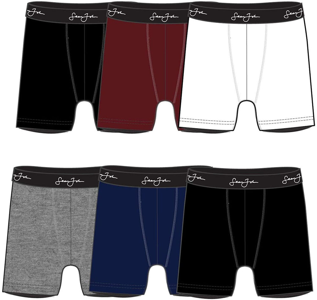 Sean John Mens Athletic Underwear - 6-Pack Stretch Athletic Boxer Briefs Training Breathable Athletic Fit No Fly