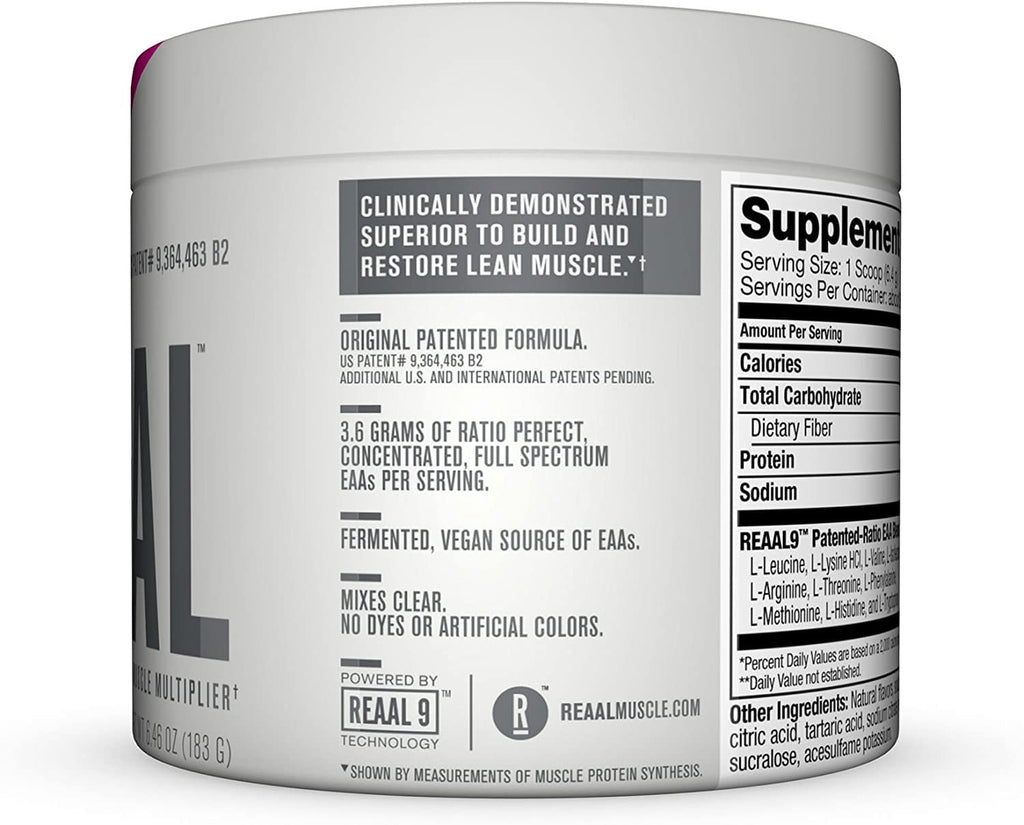 REAAL - REAAL Fuji Grape Powder, Helps Build, Restore, and Maintain Lean Muscle with Essential Amino Acids, Gluten Free, Bloat Free, Lactose Free, Caffeine Free, Vegan, 30 Servings (6.77 Oz)