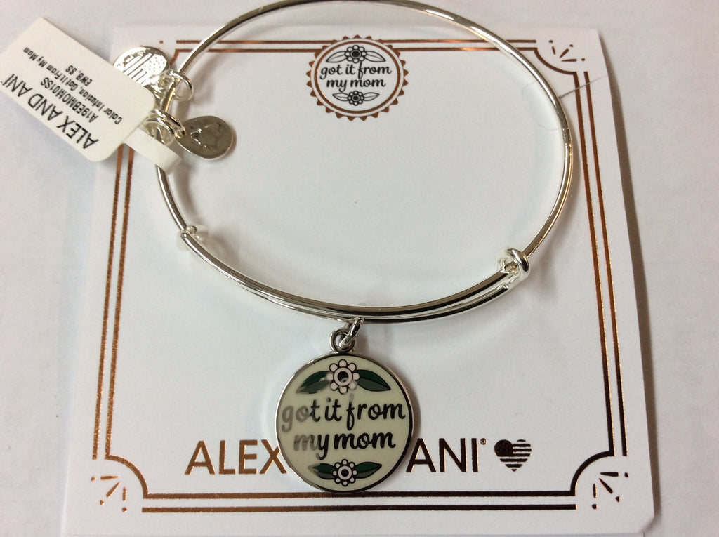 Alex and Ani Got It From My Mom Charm Bangle Bracelet - Shiny Silver Finish