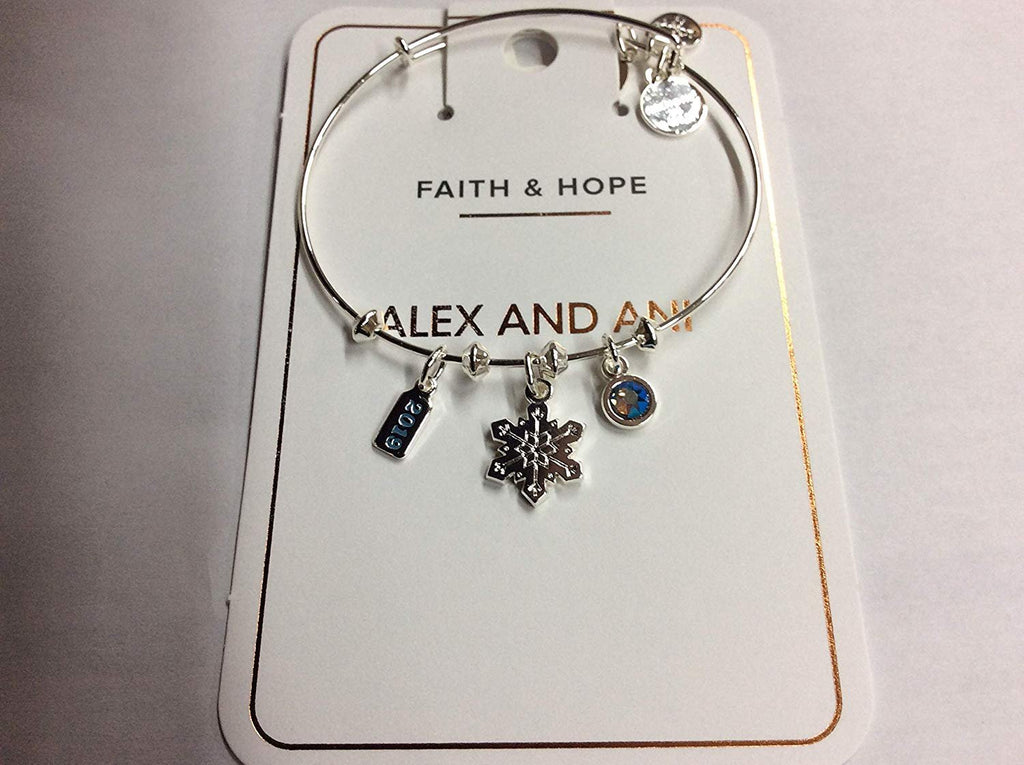 Alex and Ani Snowflake Trio Charm Bangle Bracelet, 2019 Shiny Silver One Size