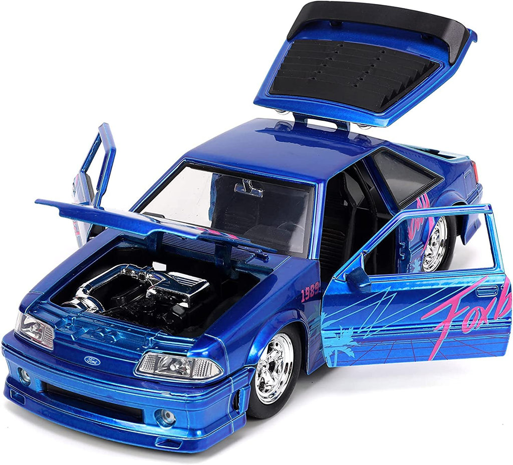 Jada Toys I Love The 80’s 1:24 1989 Ford Mustang GT Die-Cast Car, Toys for Kids and Adults, Blue