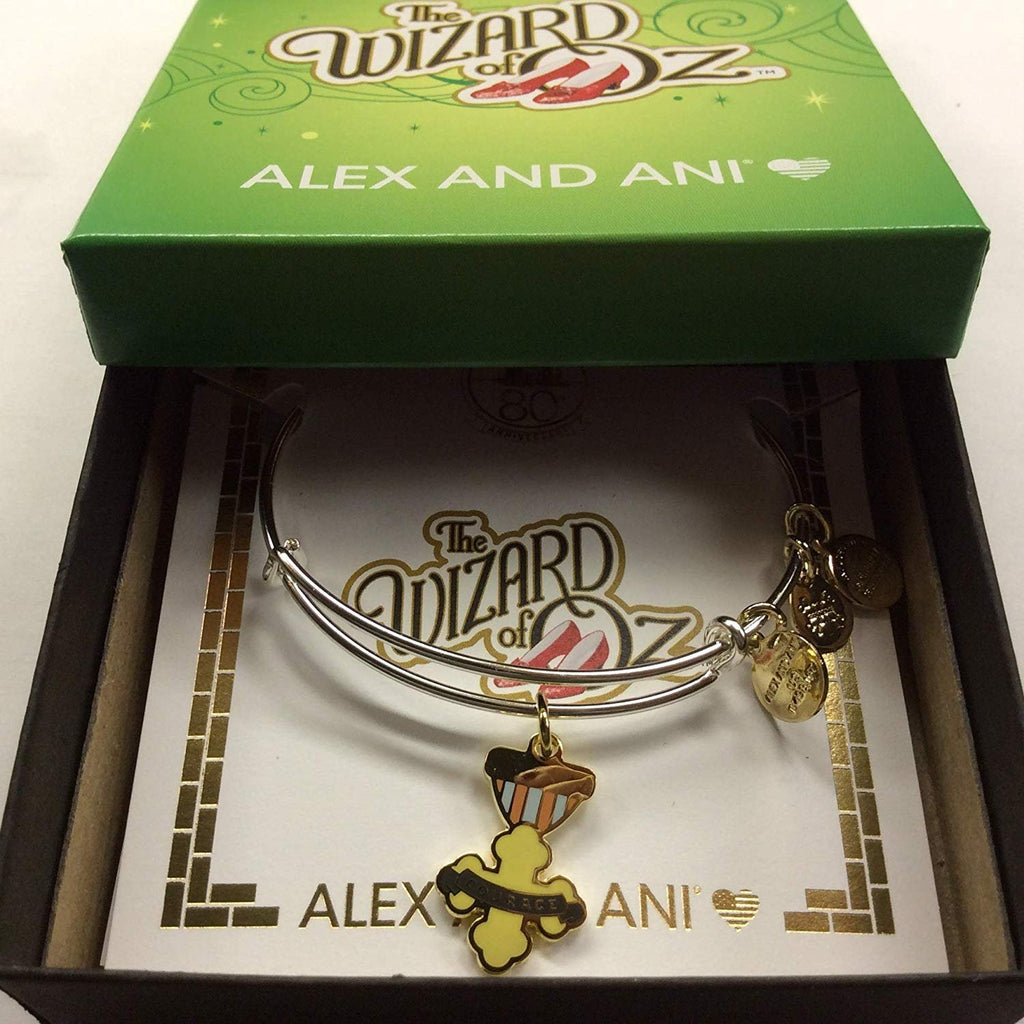 Alex and Ani Wizard of Oz, Courage Bangle Bracelet, Two-Tone Shiny Silver One Size
