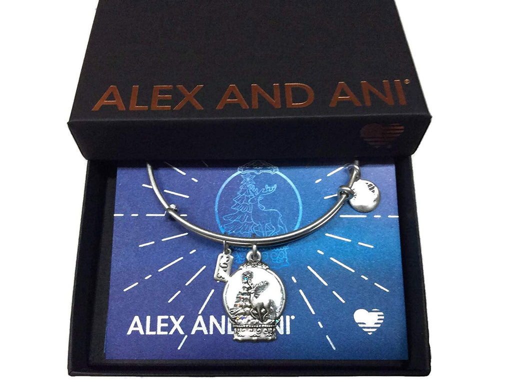 Alex and Ani Snow Globe Bangle Bracelet Rafaelian Silver New with Tag Box Card