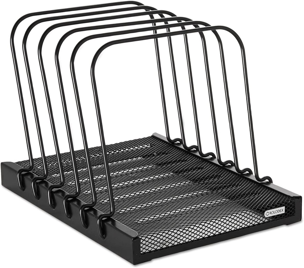 Rolodex 1742323 Mesh Flip File Folder Sorter Five Sections Black 10 1/4 x 7 1/2 x 7 1/2