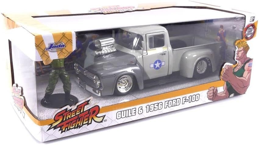 Street Fighter 1:24 1956 Ford F-100 Die-Cast Car & 2.75" Guile Figure, Toys for Kids and Adults