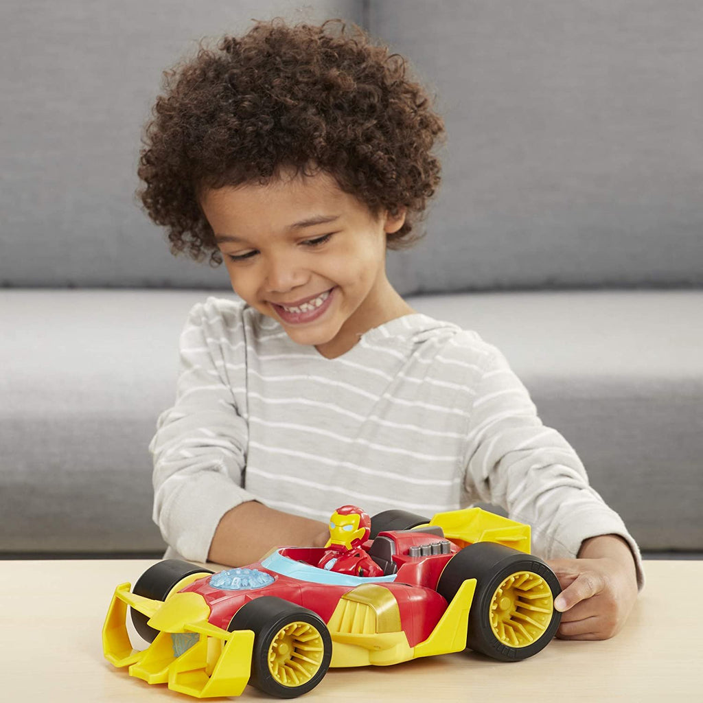 Super Hero Adventures Playskool Heroes Marvel Iron Man Speedster, 5-Inch Figure and Vehicle Set, Collectible Toys for Kids Ages 3 and Up