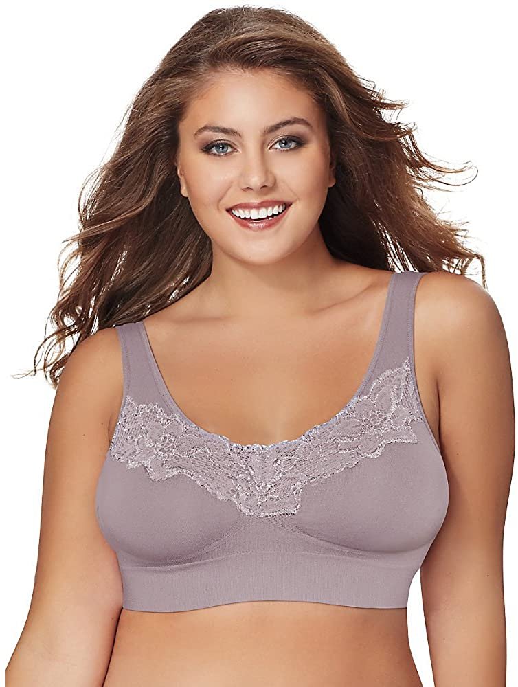 JUST MY SIZE Pure Comfort Wirefree Bra with Lace Trim & Back Close (12 –  sandstormusa