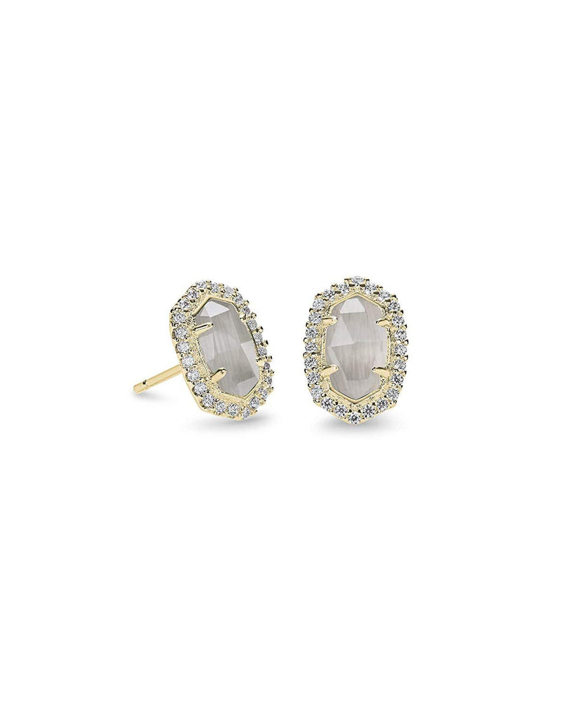 Kendra Scott Cade Gold Stud Earrings in Slate Cats Eye