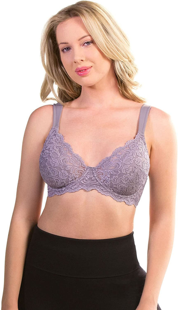 LEADING LADY Women's Scalloped Lace Underwire Bra Bra