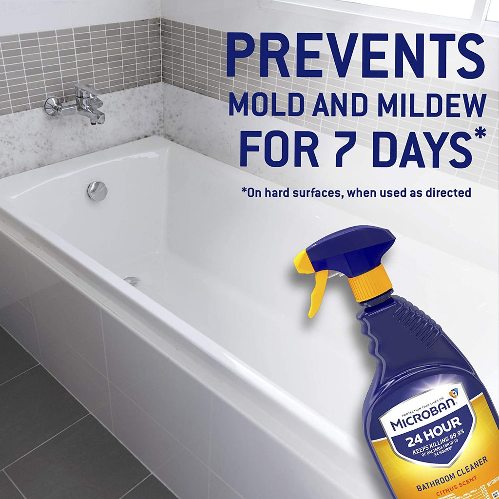 Microban Disinfectant Spray, 24 Hour Sanitizing and Antibacterial Spray, Bathroom Cleaner, Citrus Scent, 4 Count, 22 fl oz Each