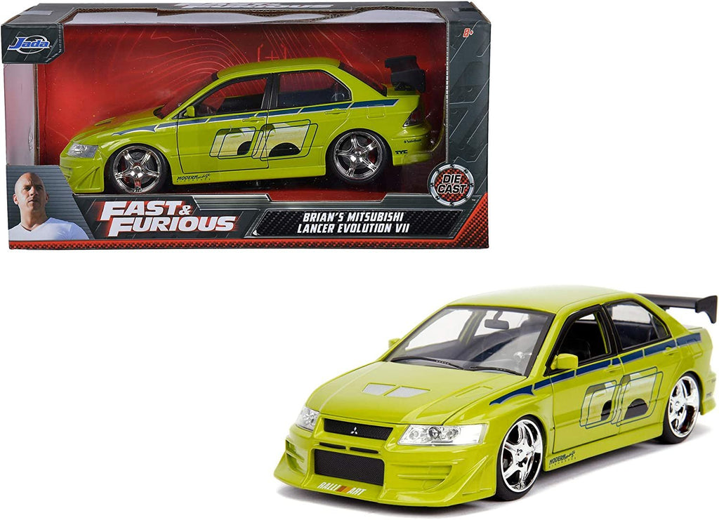 Jada Toys Fast & Furious 1:24 Brian's Mitsubishi Lancer Evolution VII Die-cast Car, Toys for Kids and Adults, Lime Green (99788)