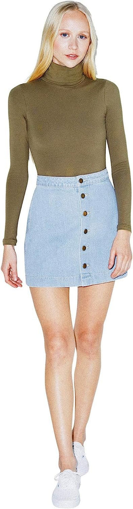 American Apparel Women's Denim Button Front A-line Mini Skirt