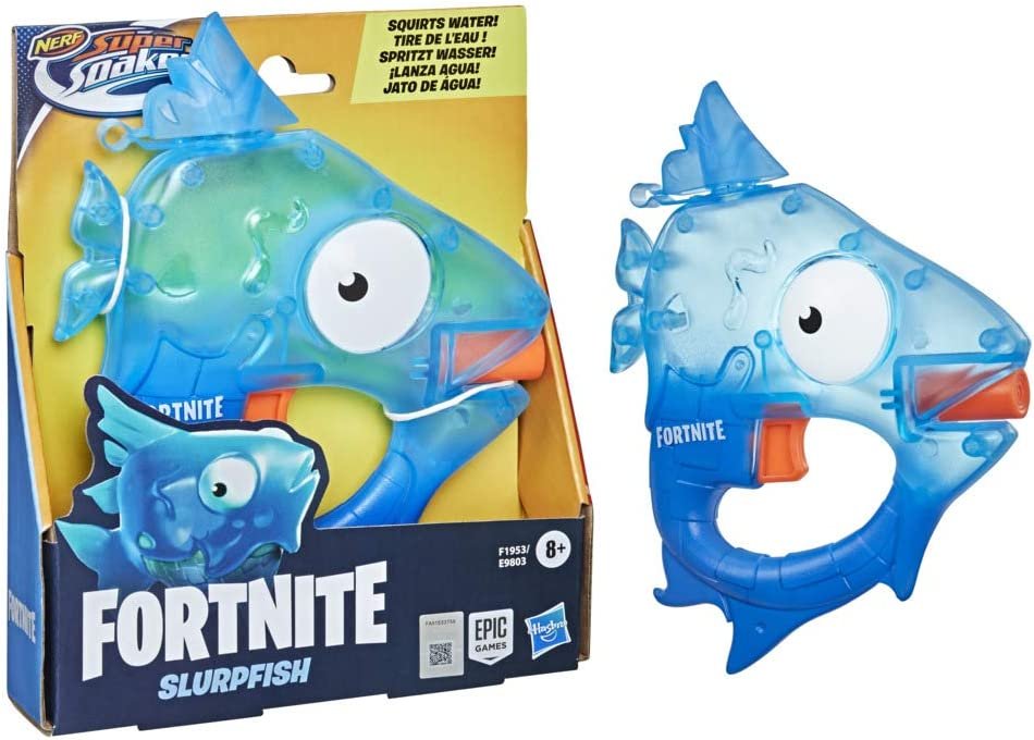 Nerf Super Soaker Fortnite Slurpfish Water Blaster -- Fortnite Slurpfish Design, Easy-to-Carry Micro Size -- for Kids, Youth, Adults