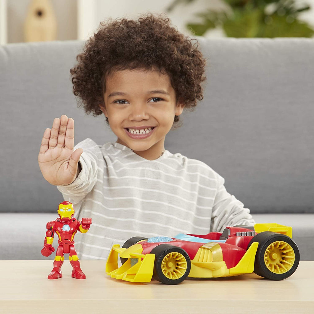 Super Hero Adventures Playskool Heroes Marvel Iron Man Speedster, 5-Inch Figure and Vehicle Set, Collectible Toys for Kids Ages 3 and Up
