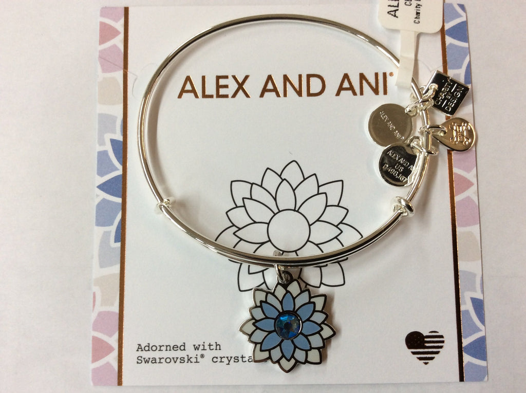 Alex and Ani Womens Charity By Design, Water Lily Bangle Shiny Silver One Size