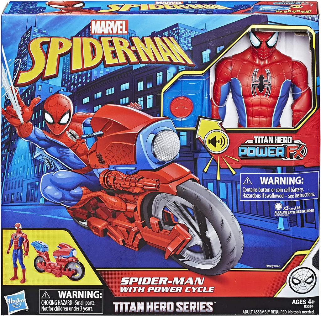 Spider-Man Titan Hero Series Figure with Power Fx Cycle Plays Sounds & Phrases