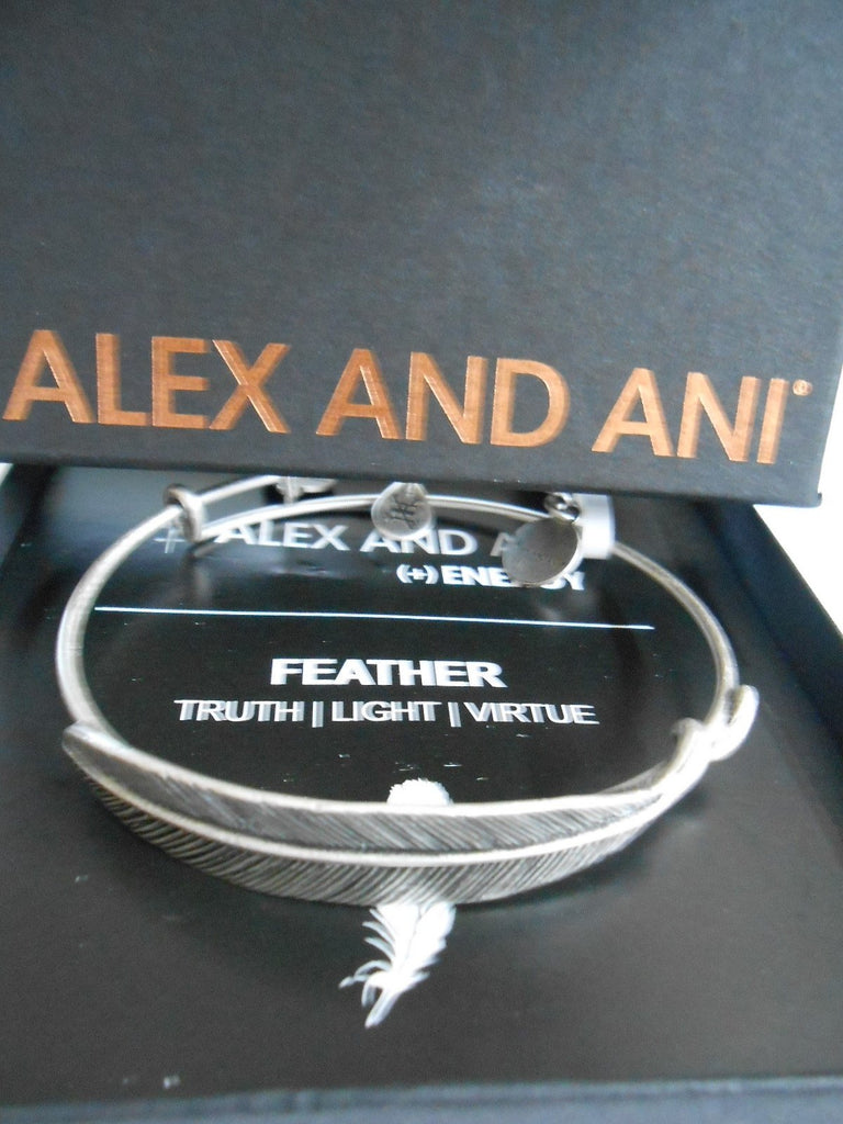 Alex and Ani QUILL FEATHER WRAP Bracelet Rafaelian Silver Finish NWTBC