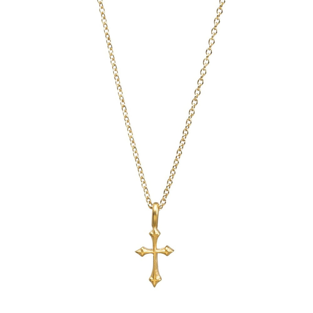 Dogeared "Faith" 14k Gold-Plated Mini Gothic Cross Pendant Necklace, 18" NEW