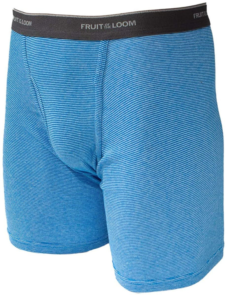 Fruit of the Loom, 12 Pack Random, Mens Underwear, Underwear for Men, Cotton Underwear, Boxer Briefs with Fly, Tag Free Blue