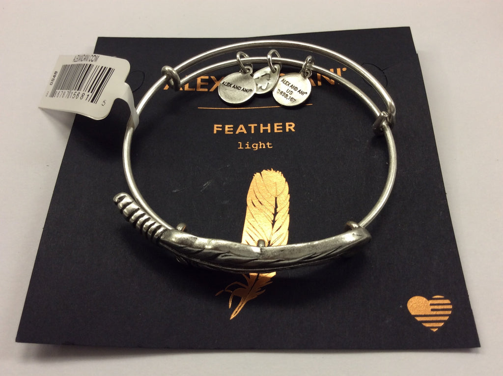 Alex and Ani Womens Spiritual Armor Feather Motif Bangle