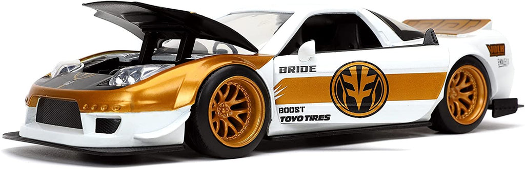 Jada Toys Power Rangers 1:24 2002 Honda NSX Type-R Japan Spec Die-cast Car with 2.75" White Ranger Figure, Toys for Kids and Adults