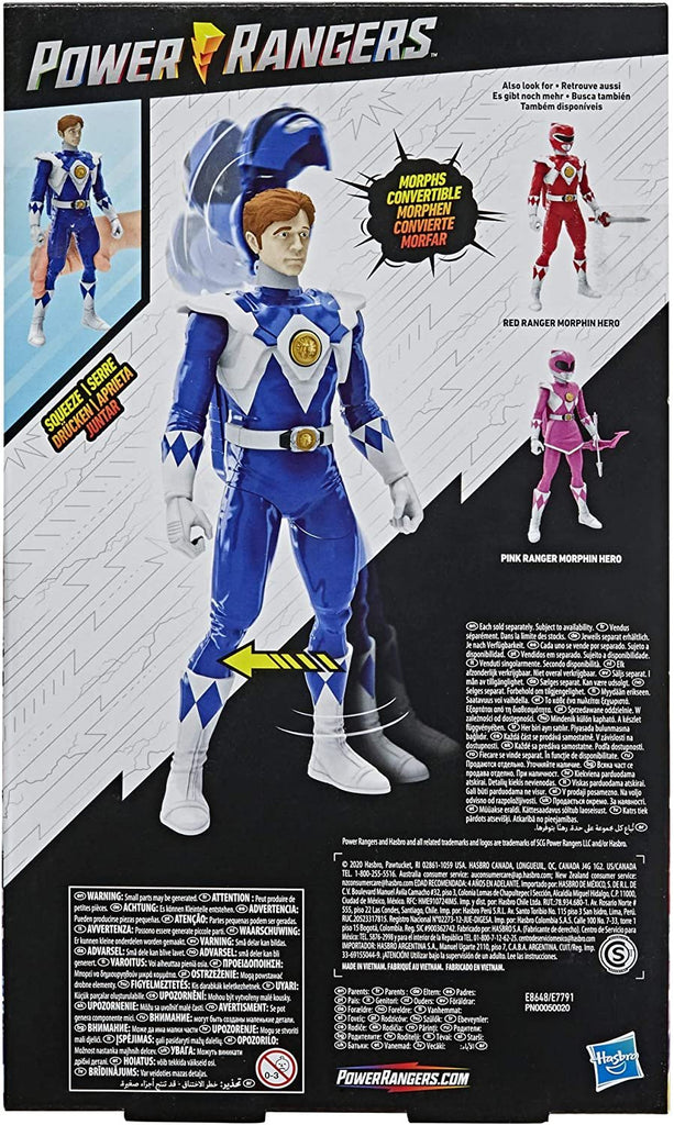 Power Rangers Mighty Morphin Blue Ranger Morphin Hero 12-inch Action Figure Toy with Accessory, Inspired by The TV Show