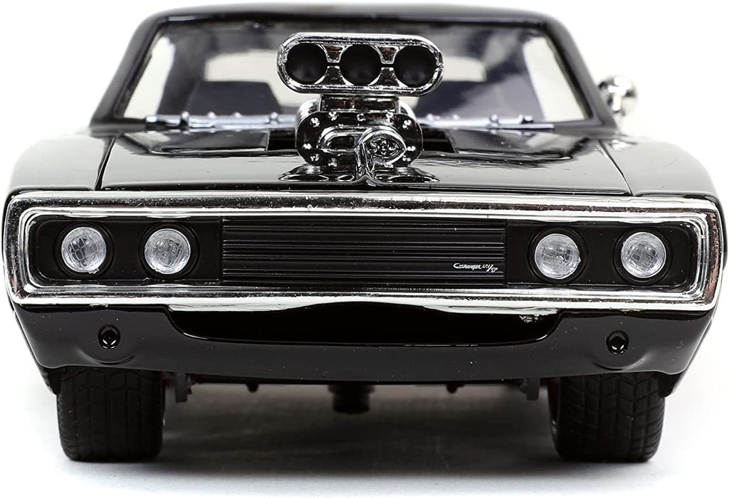 Jada Toys Fast & Furious 1:24 Dom's 1970 Dodge Charger R/T Die-cast Car Bare Metal, Toys for Kids and Adults , Black