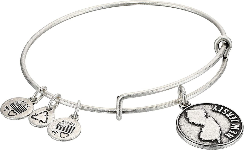 Alex and Ani New Jersey Charm Bangle Rafaelian Silver Finish One Size