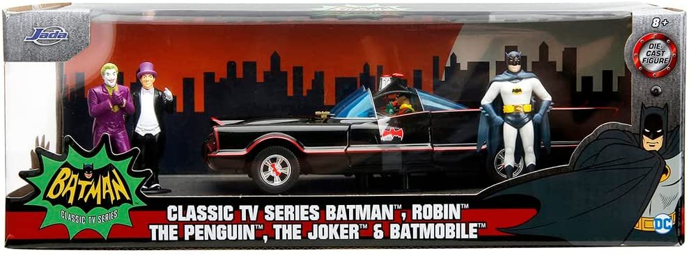 1966 Classic Car with Diecast Batman Figures Batman TV Series (1966) "Hollywood Rides Series 1/24 Diecast Model Car by Jada 33737